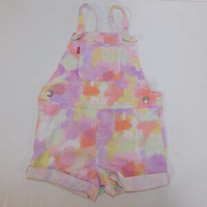Levi's Baby Girl 24m  Pink Yellow Purple Tie Dye Shortalls Short Overalls